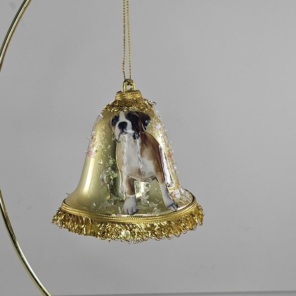 Vintage Handmade Boxer Puppy Dog Christmas Ornament Bell Shaped - Picture 8 of 8
